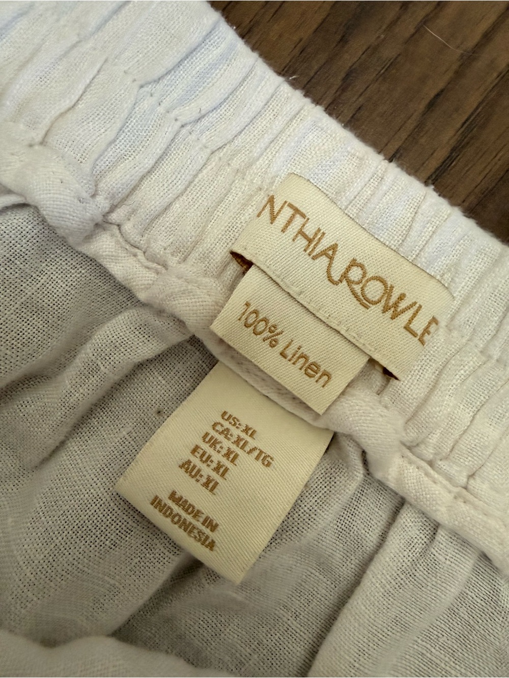 Cynthia Rowley 100% Linen Midi Skirt White Wood Buttons XL - Picture 2 of 4